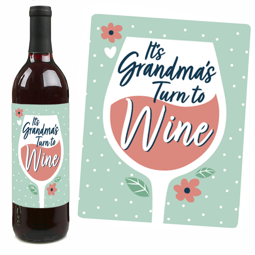Grandma, Happy Mother's Day - We Love Grandmother Decorations for Women - Wine Bottle Label Stickers - Set of 4