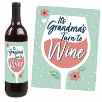 Grandma, Happy Mother's Day - We Love Grandmother Decorations for Women - Wine Bottle Label Stickers - Set of 4