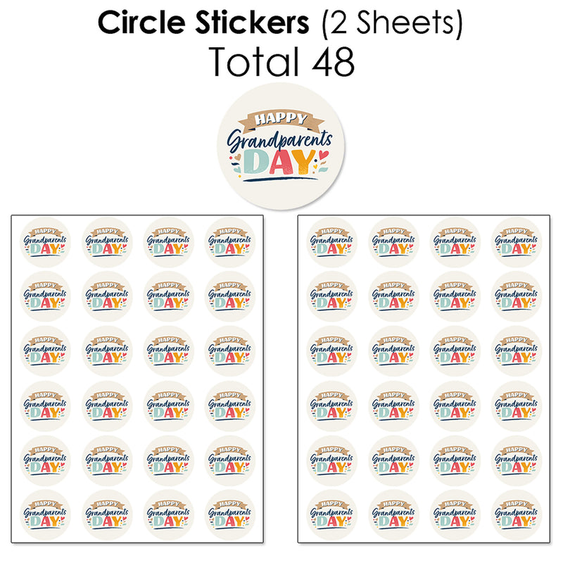 Happy Grandparents Day - Mini Candy Bar Wrappers, Round Candy Stickers and Circle Stickers - Grandma & Grandpa Party Candy Favor Sticker Kit - 304 Pieces