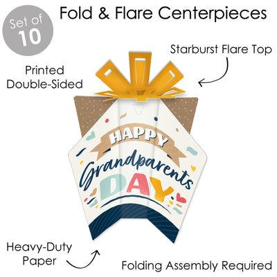 Happy Grandparents Day - Table Decorations - Grandma & Grandpa Party Fold and Flare Centerpieces - 10 Count