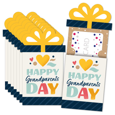 Happy Grandparents Day - Grandma & Grandpa Party Money and Gift Card Sleeves - Nifty Gifty Card Holders - Set of 8