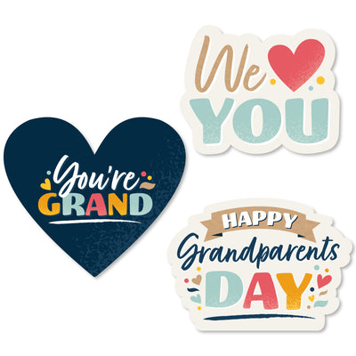 Happy Grandparents Day - DIY Shaped Grandma & Grandpa Party Cut-Outs - 24 Count