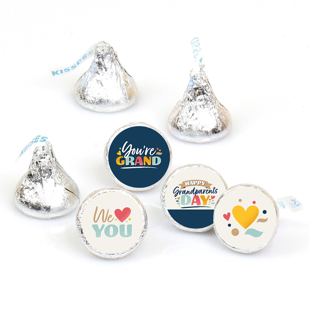 Happy Grandparents Day - Grandma & Grandpa Party Round Candy Sticker Favors - Labels Fit Chocolate Candy (1 sheet of 108)