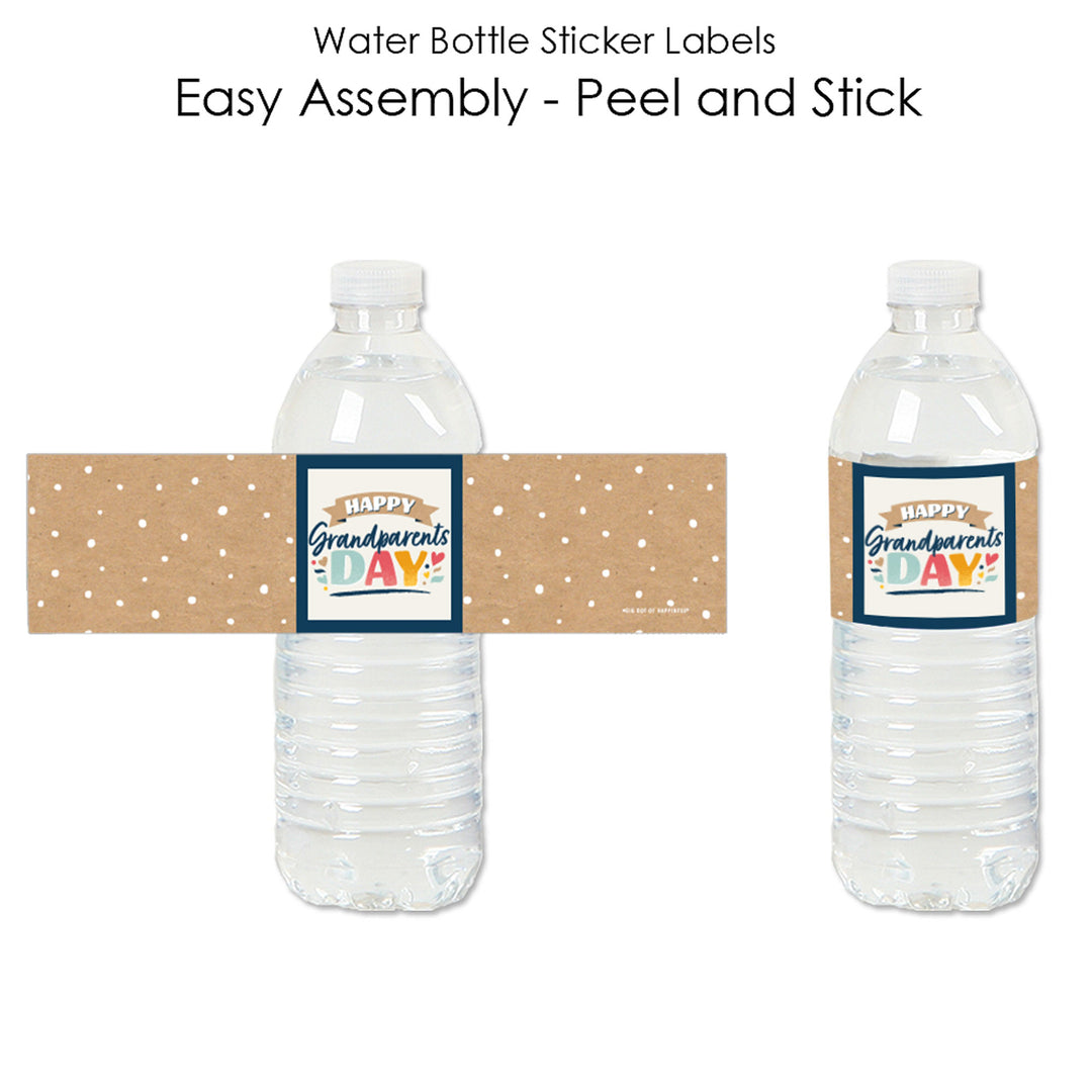 Happy Grandparents Day - Grandma & Grandpa Party Water Bottle Sticker Labels - Set of 20