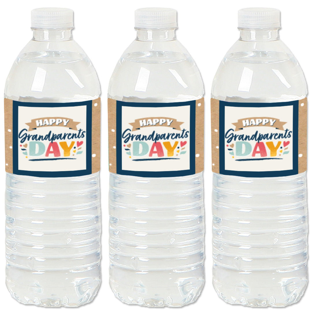 Happy Grandparents Day - Grandma & Grandpa Party Water Bottle Sticker Labels - Set of 20