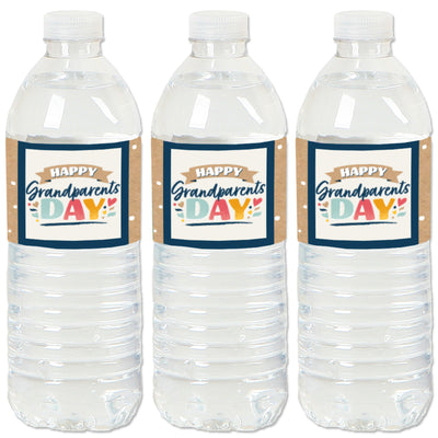 Happy Grandparents Day - Grandma & Grandpa Party Water Bottle Sticker Labels - Set of 20