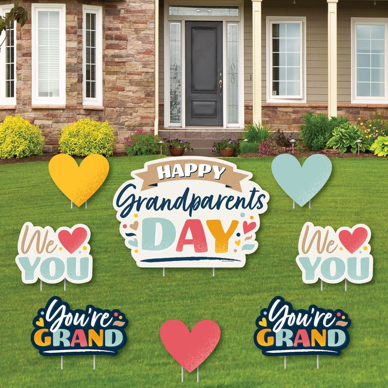 Happy Grandparents Day - Yard Sign and Outdoor Lawn Decorations - Grandma & Grandpa Party Yard Signs - Set of 8