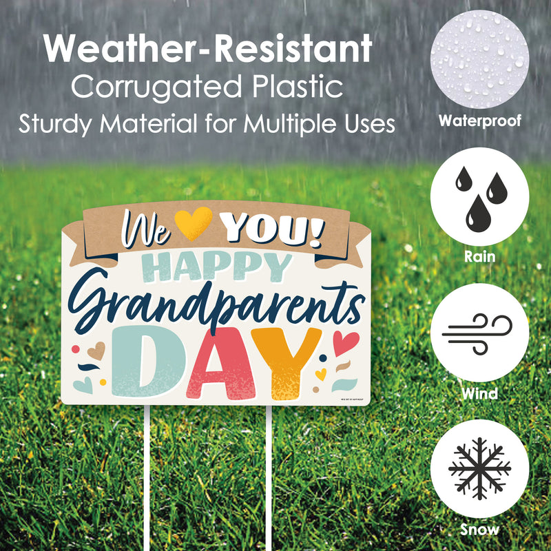 Happy Grandparents Day - Grandma & Grandpa Party Yard Sign Lawn Decorations - We Love You Party Yardy Sign