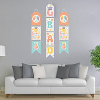 Groovy Grad - Hanging Vertical Paper Door Banners - Hippie Graduation Party Wall Decoration Kit - Indoor Door Decor