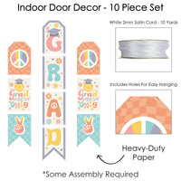 Groovy Grad - Hanging Vertical Paper Door Banners - Hippie Graduation Party Wall Decoration Kit - Indoor Door Decor