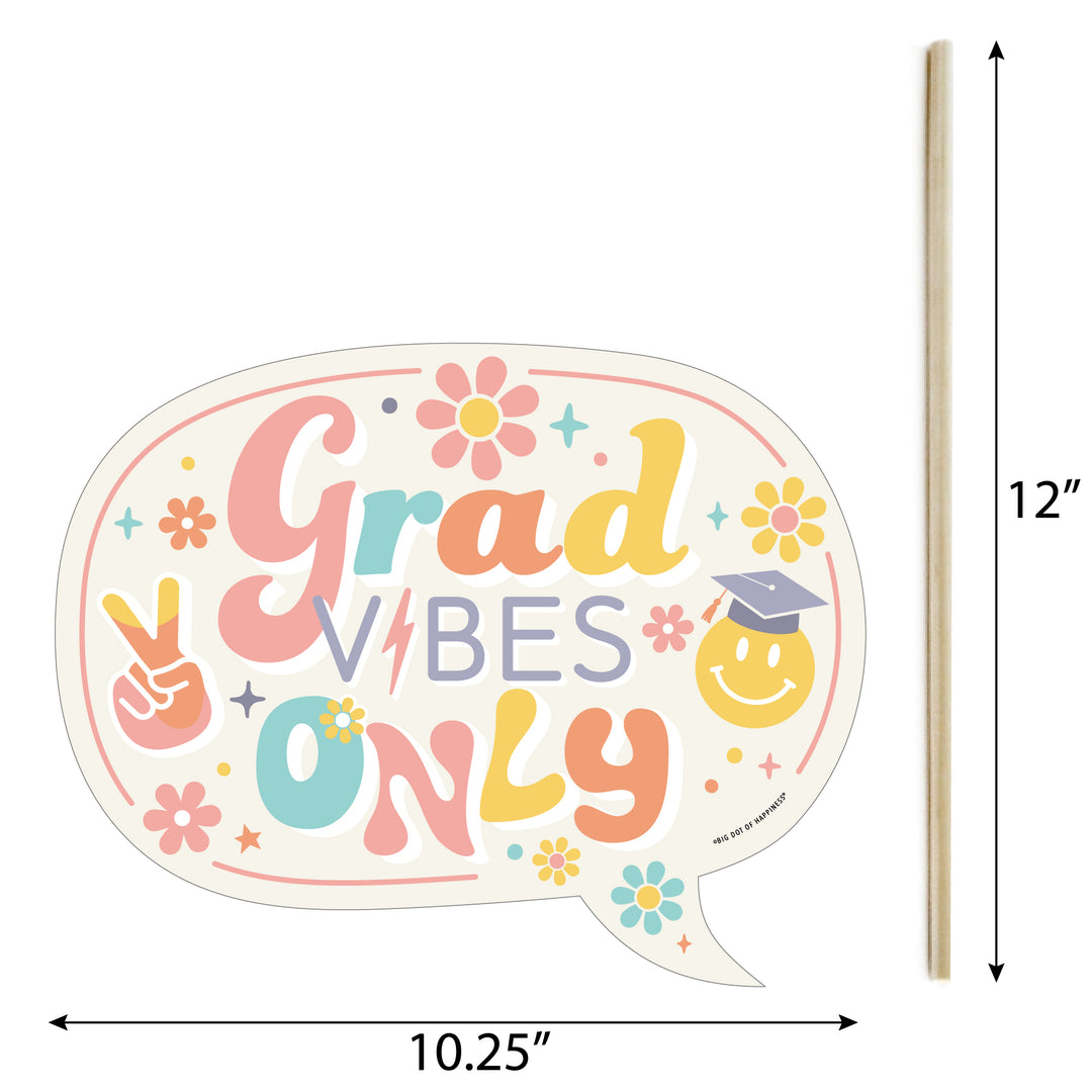 Funny Groovy Grad - Hippie Graduation Party Photo Booth Props Kit - 10 Piece