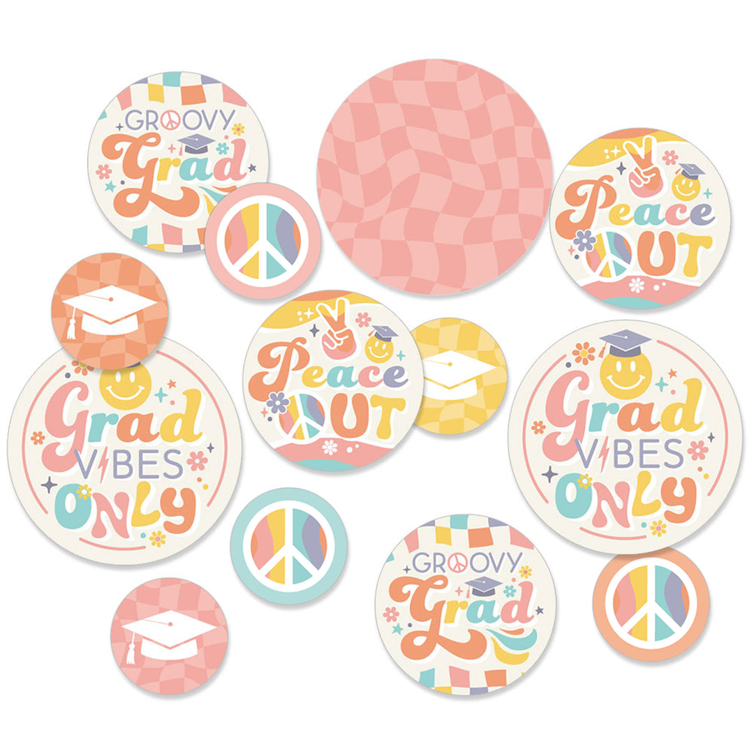 Groovy Grad - Hippie Graduation Party Giant Circle Confetti - Party Decorations - Large Confetti 27 Count