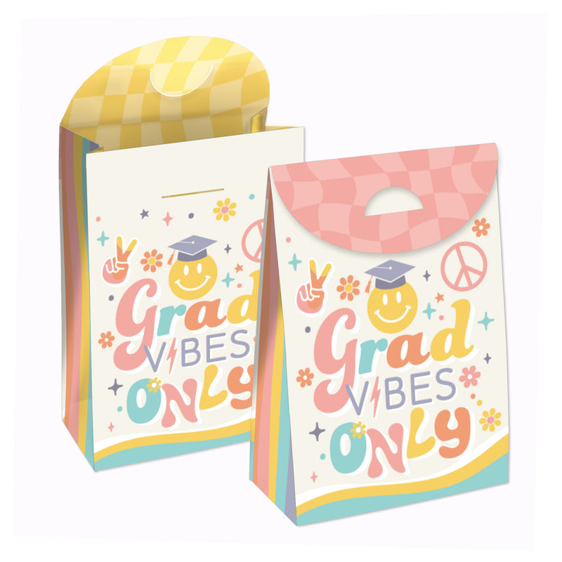 Groovy Grad - Hippie Graduation Party Gift Favor Bags - Party Goodie Boxes - Set of 12