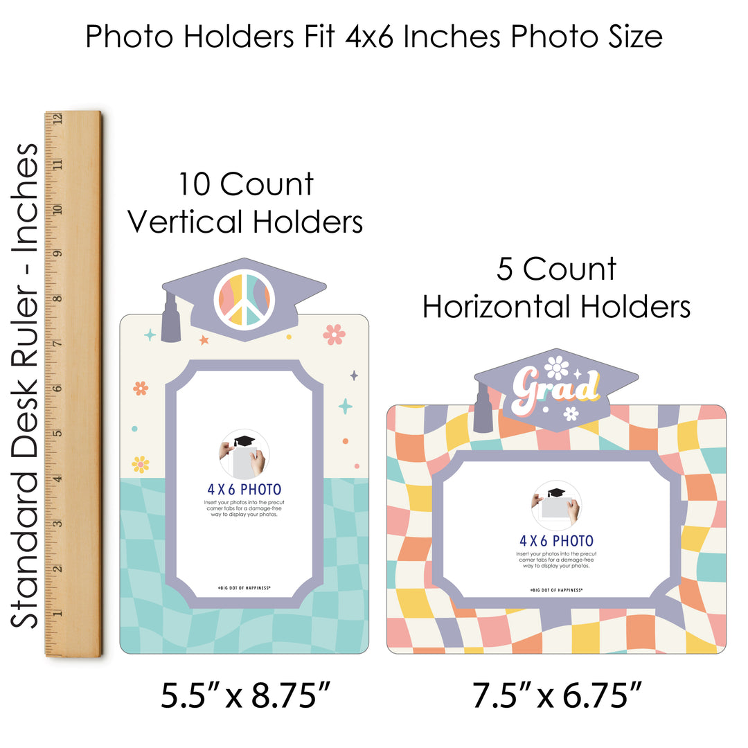 Groovy Grad - Hippie Graduation Party Picture Centerpiece Sticks - Photo Table Toppers - 15 Pieces