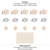 Groovy Grad - Hippie Graduation Party Centerpiece Sticks - Table Toppers - Set of 15