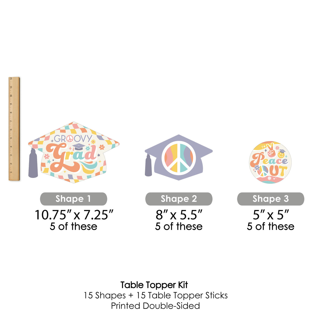 Groovy Grad - Hippie Graduation Party Centerpiece Sticks - Table Toppers - Set of 15