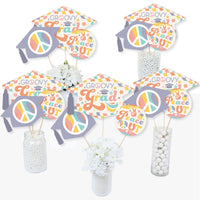 Groovy Grad - Hippie Graduation Party Centerpiece Sticks - Table Toppers - Set of 15