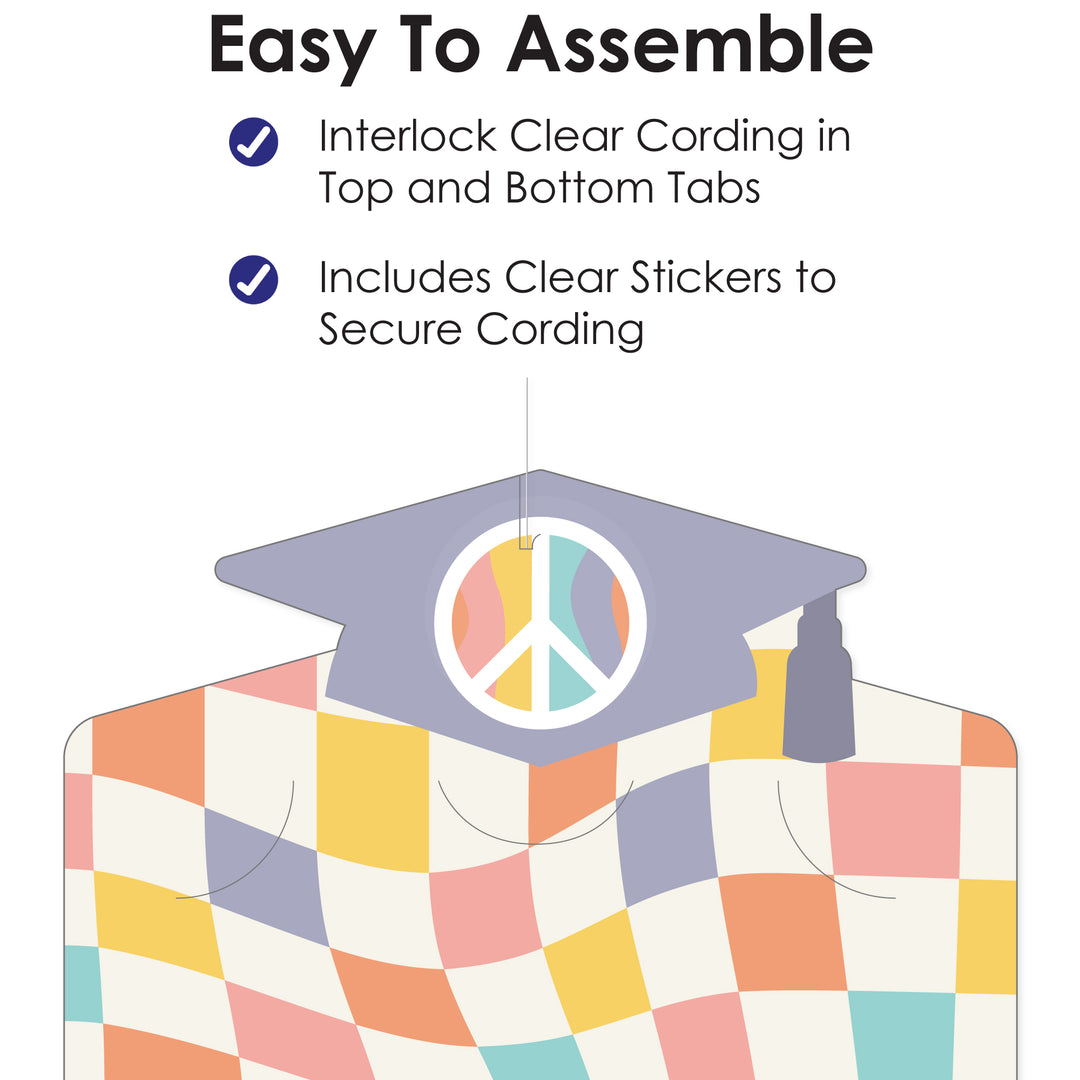 Groovy Grad - Hippie Graduation Party DIY Backdrop Decor - Hanging Vertical Photo Garland - 35 Pieces