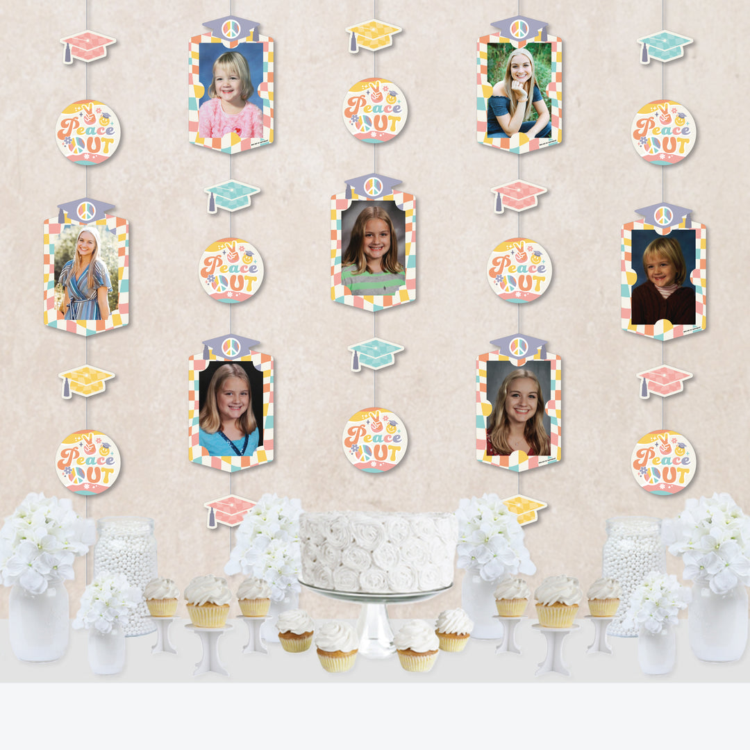 Groovy Grad - Hippie Graduation Party DIY Backdrop Decor - Hanging Vertical Photo Garland - 35 Pieces