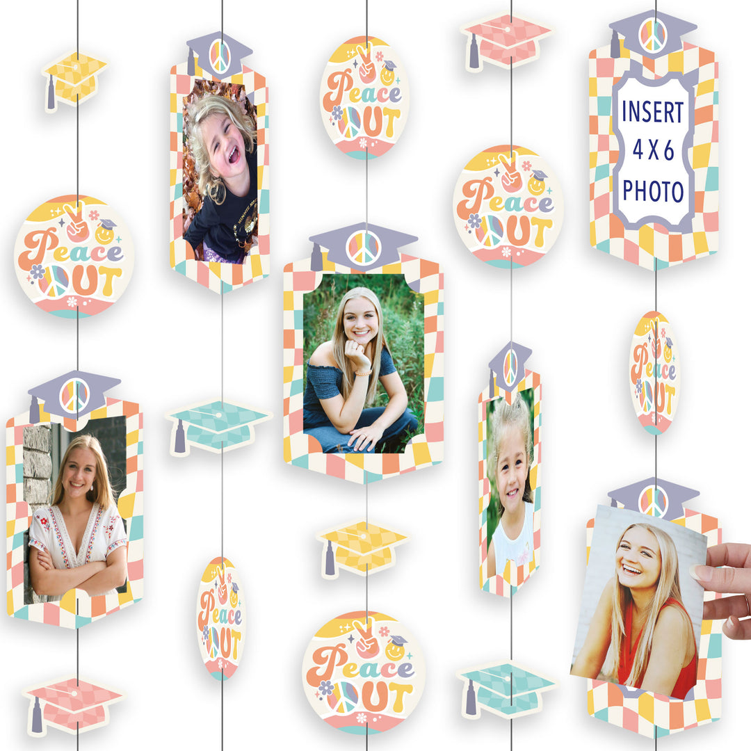 Groovy Grad - Hippie Graduation Party DIY Backdrop Decor - Hanging Vertical Photo Garland - 35 Pieces