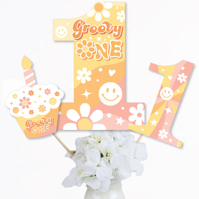 Groovy One - Boho Hippie First Birthday Party Centerpiece Sticks - Table Toppers - Set of 15
