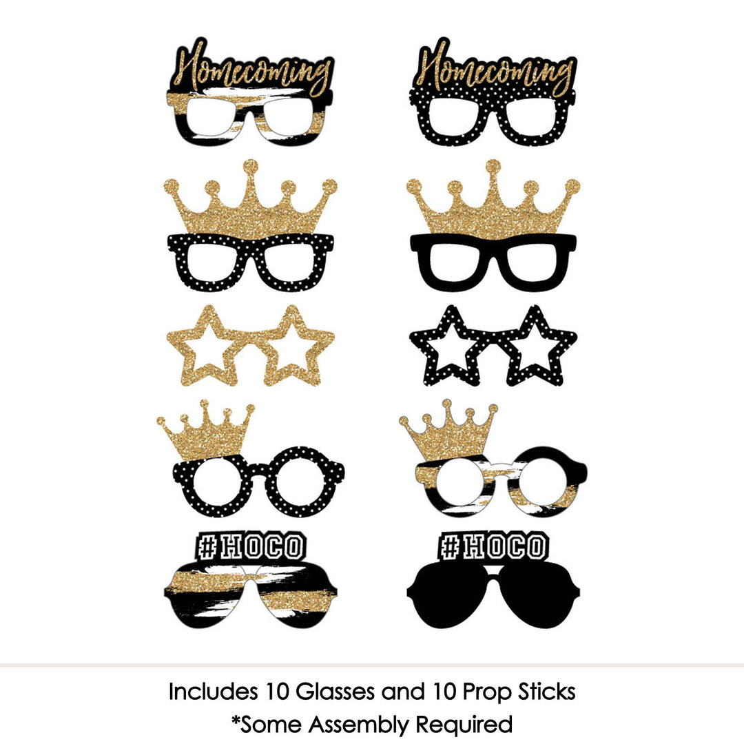HOCO Dance Glasses and Masks - Paper Card Stock Party Photo Booth Props Kit - 10 Count