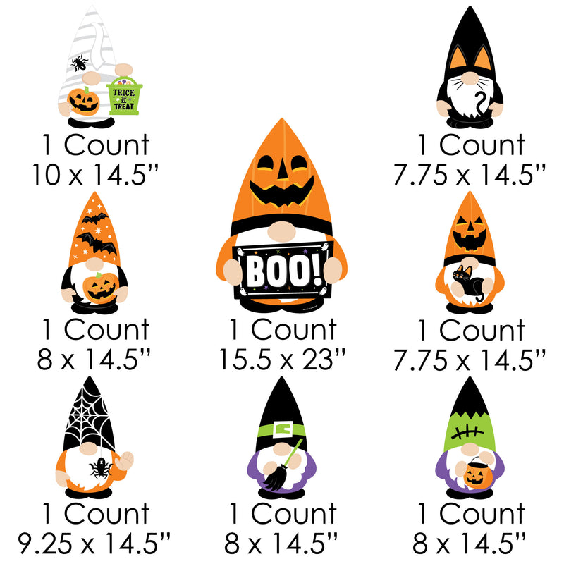 Halloween Gnomes - Yard Sign and Outdoor Lawn Decorations - Spooky Fall Party Yard Signs - Set of 8