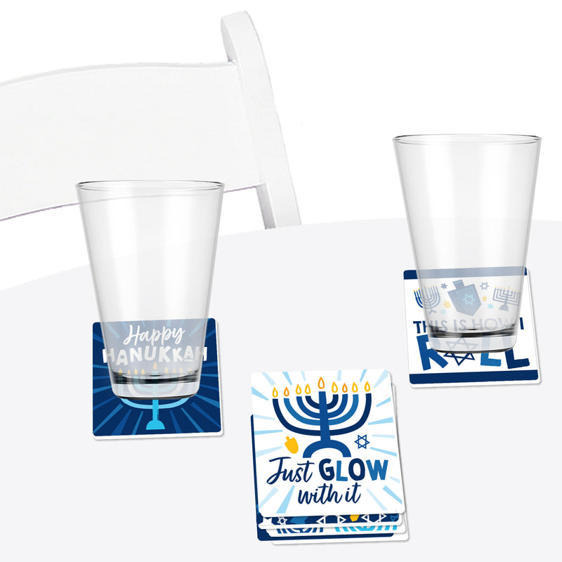 Hanukkah Menorah - Funny Chanukah Holiday Party Decorations - Drink Coasters - Set of 6