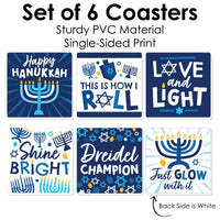 Hanukkah Menorah - Funny Chanukah Holiday Party Decorations - Drink Coasters - Set of 6