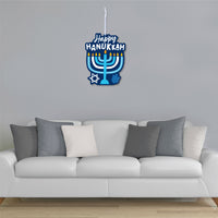 Hanukkah Menorah - Hanging Porch Chanukah Holiday Party Outdoor Decorations - Front Door Decor - 1 Piece Sign