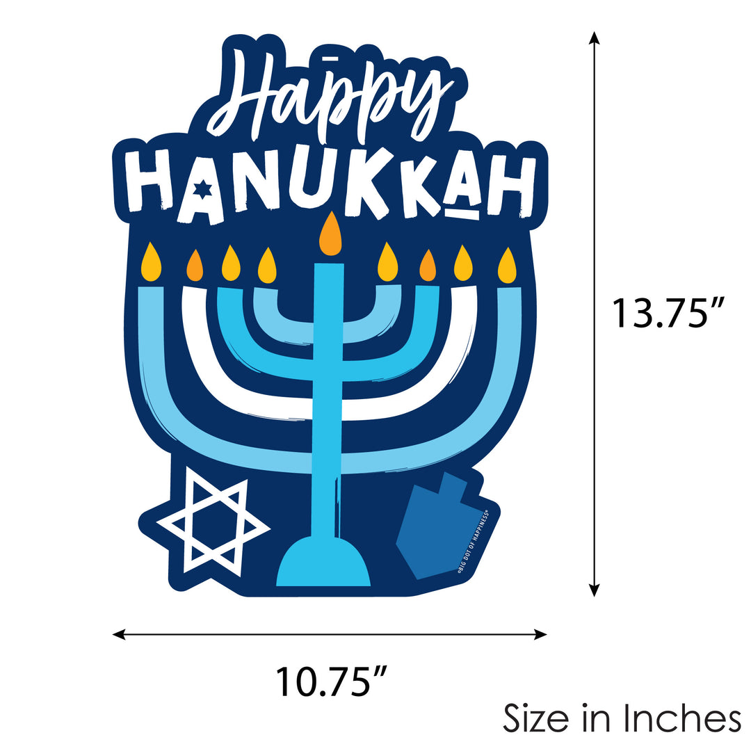 Hanukkah Menorah - Hanging Porch Chanukah Holiday Party Outdoor Decorations - Front Door Decor - 1 Piece Sign