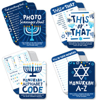 Hanukkah Menorah - 4 Chanukah Holiday Party Games - 10 Cards Each - Gamerific Bundle