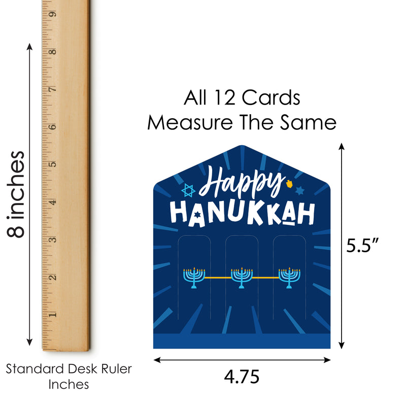 Hanukkah Menorah - Chanukah Holiday Party Game Pickle Cards - Pull Tabs 3-in-a-Row - Set of 12