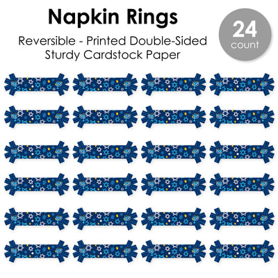 Hanukkah Menorah - Chanukah Holiday Party Paper Napkin Holder - Napkin Rings - Set of 24