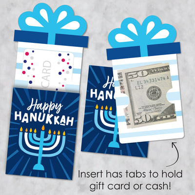 Hanukkah Menorah - Chanukah Holiday Party Money and Gift Card Sleeves - Nifty Gifty Card Holders - Set of 8