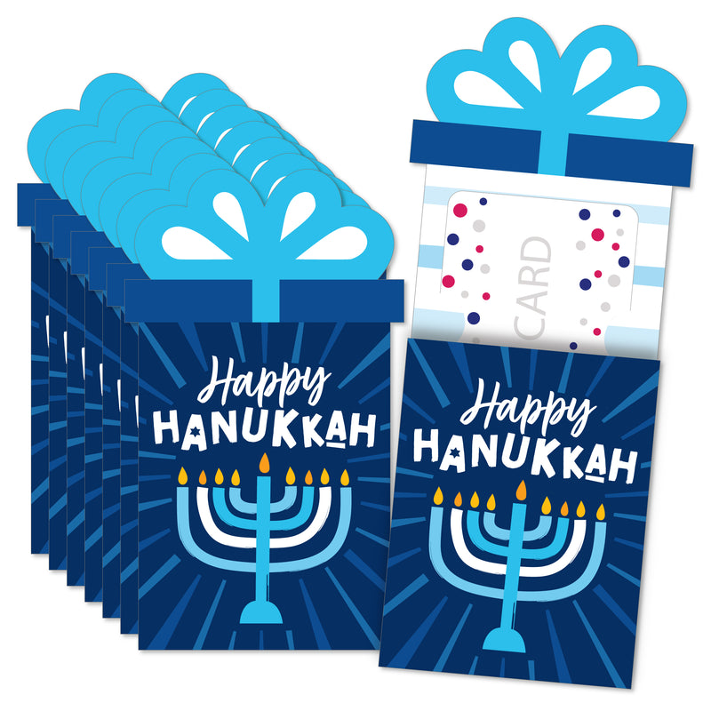 Hanukkah Menorah - Chanukah Holiday Party Money and Gift Card Sleeves - Nifty Gifty Card Holders - Set of 8