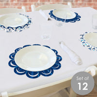 Hanukkah Menorah - Chanukah Holiday Party Round Table Decorations - Paper Chargers - Place Setting For 12