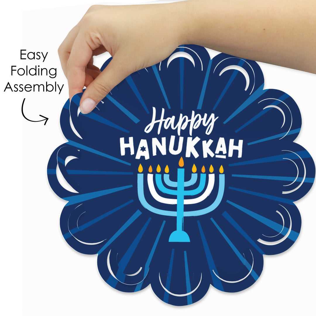 Hanukkah Menorah - Chanukah Holiday Party Round Table Decorations - Paper Chargers - Place Setting For 12