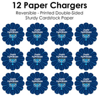 Hanukkah Menorah - Chanukah Holiday Party Round Table Decorations - Paper Chargers - Place Setting For 12