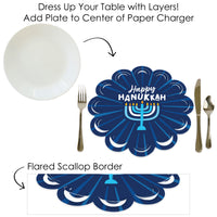 Hanukkah Menorah - Chanukah Holiday Party Round Table Decorations - Paper Chargers - Place Setting For 12