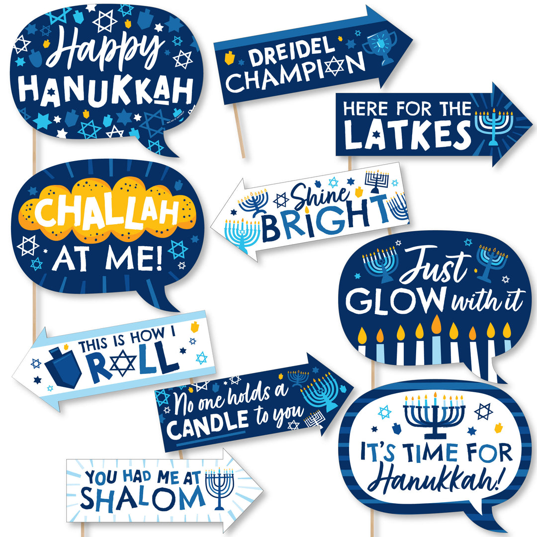 Funny Hanukkah Menorah - Chanukah Holiday Party Photo Booth Props Kit - 10 Piece