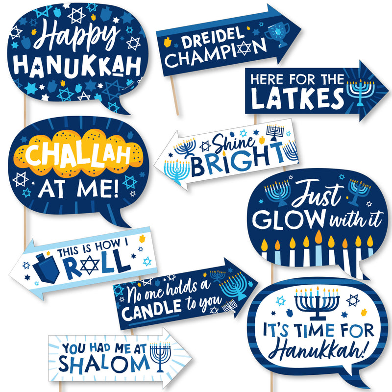 Funny Hanukkah Menorah - Chanukah Holiday Party Photo Booth Props Kit - 10 Piece