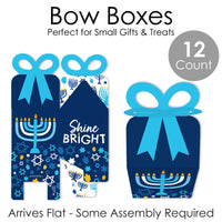 Hanukkah Menorah - Square Favor Gift Boxes - Chanukah Holiday Party Bow Boxes - Set of 12