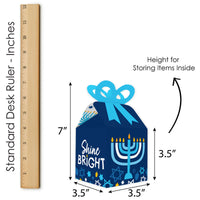 Hanukkah Menorah - Square Favor Gift Boxes - Chanukah Holiday Party Bow Boxes - Set of 12