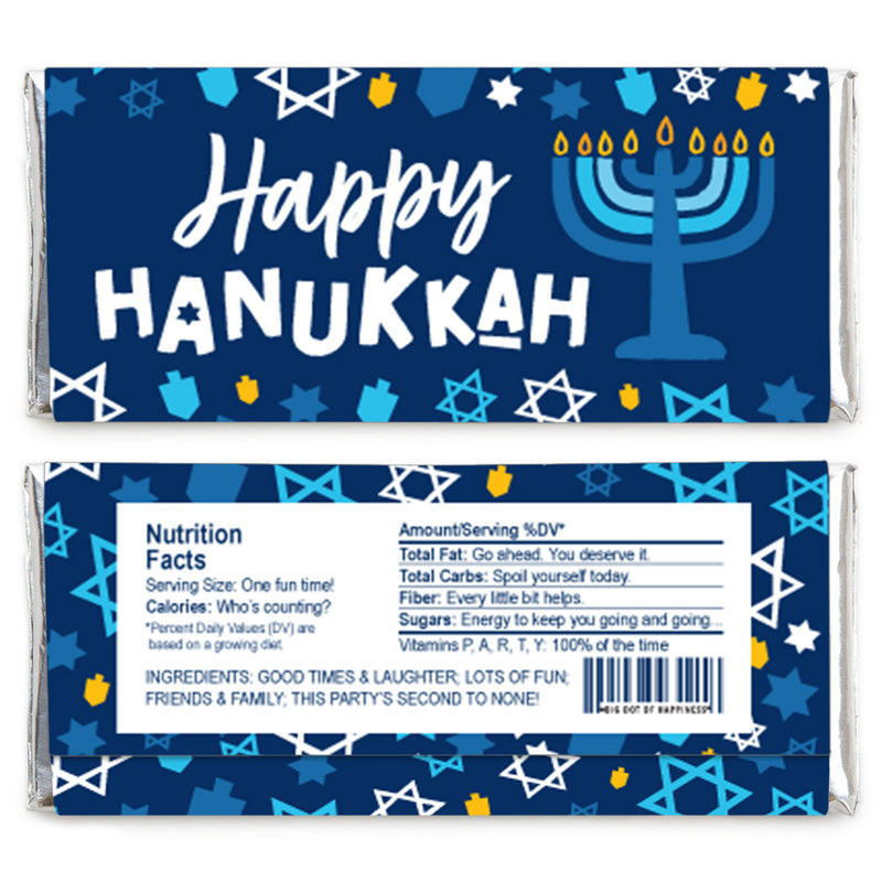 Hanukkah Menorah - Candy Bar Wrapper Chanukah Holiday Party Favors - Set of 24