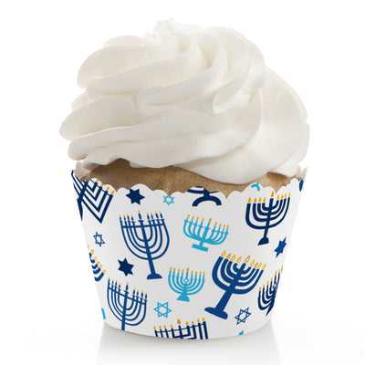Hanukkah Menorah - Chanukah Holiday Party Decorations - Party Cupcake Wrappers - Set of 12