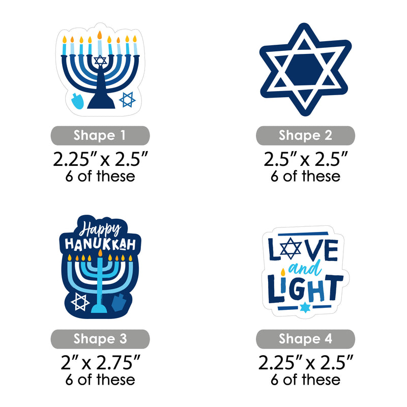 Hanukkah Menorah - DIY Shaped Chanukah Holiday Party Cut-Outs - 24 Count