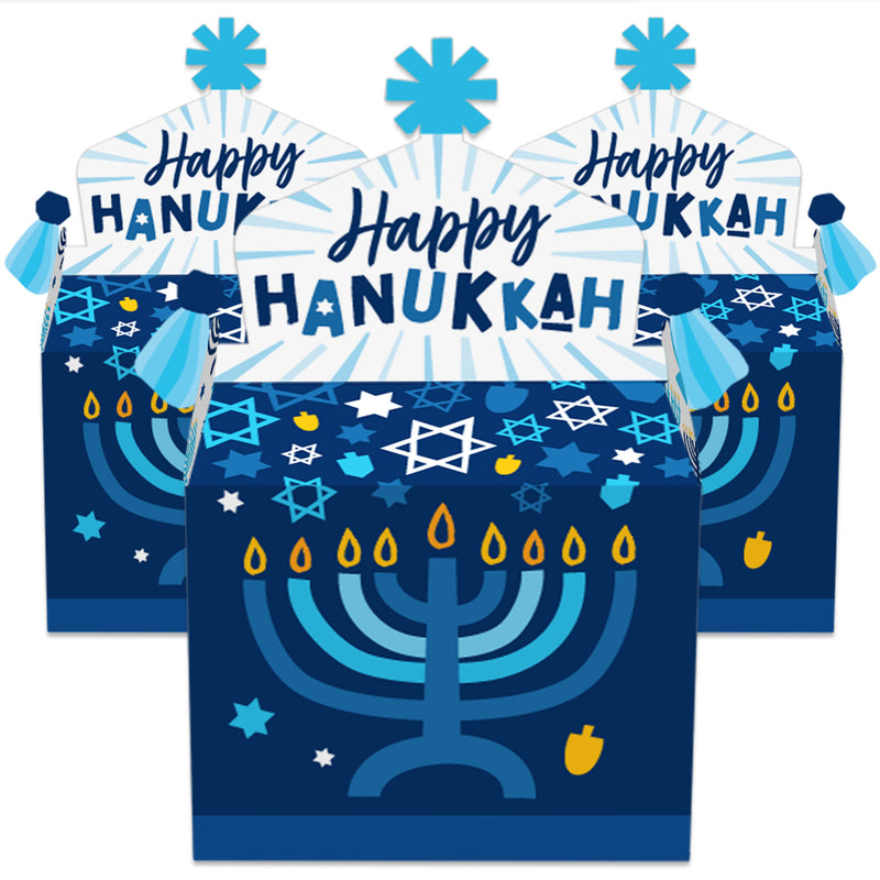 Hanukkah Menorah - Treat Box Party Favors - Chanukah Holiday Party Goodie Gable Boxes - Set of 12