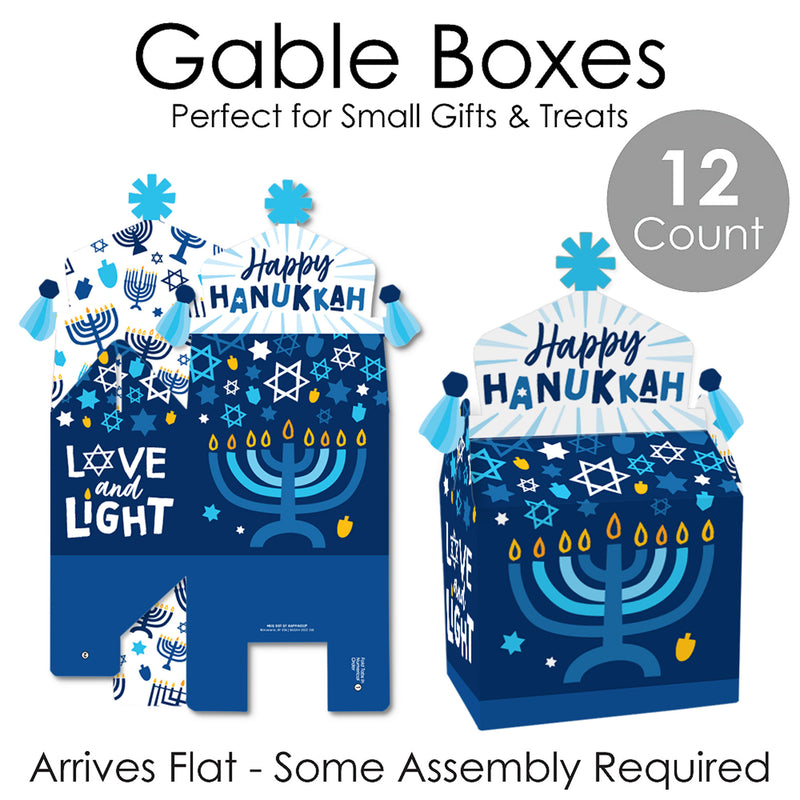 Hanukkah Menorah - Treat Box Party Favors - Chanukah Holiday Party Goodie Gable Boxes - Set of 12