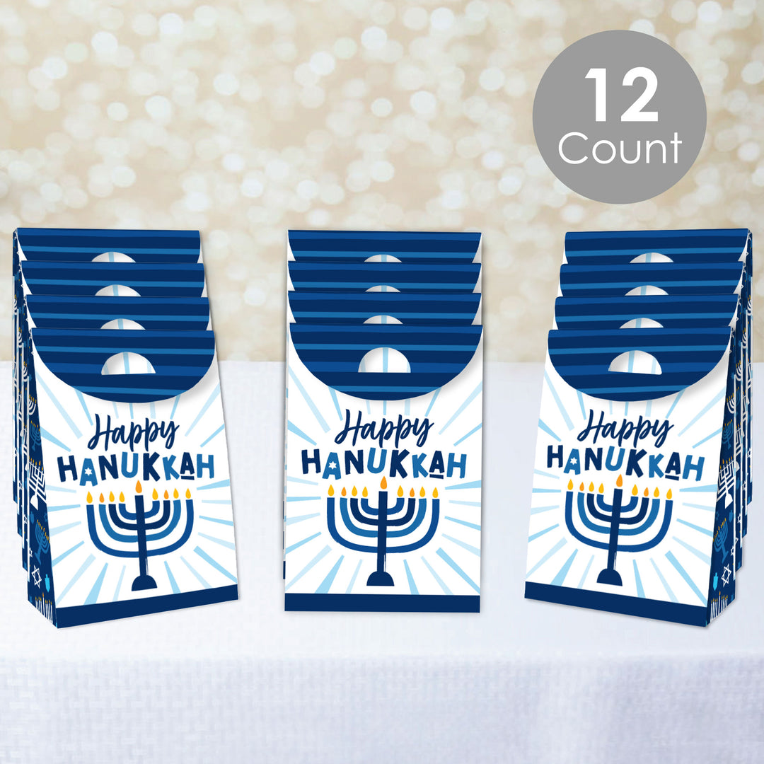 Hanukkah Menorah - Chanukah Holiday Gift Favor Bags - Party Goodie Boxes - Set of 12